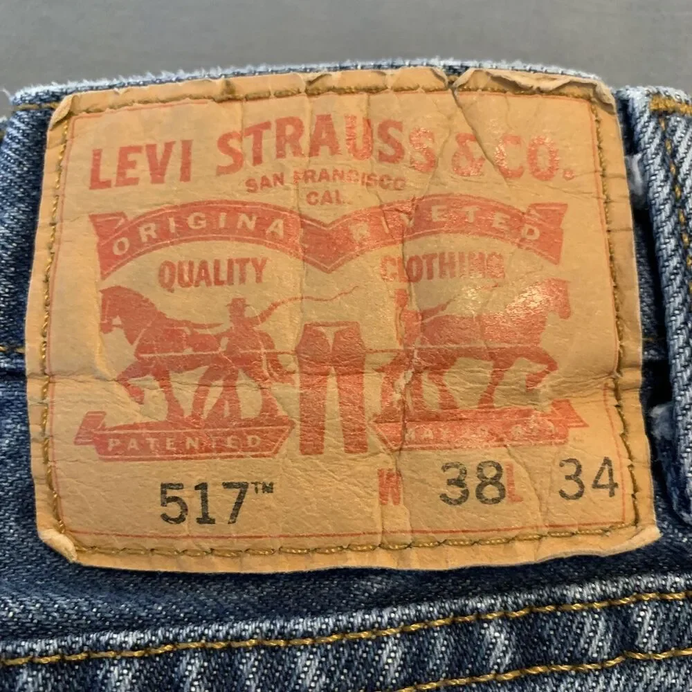 Levis 517 Jeans Mens 38x31 Blue Medium Wash Bootcut High Rise Denim Pants Casual